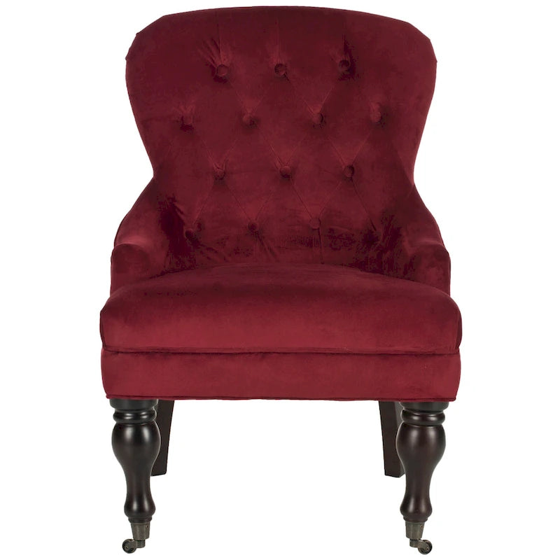 Petite Tufted Linen Armchair with Birch Legs