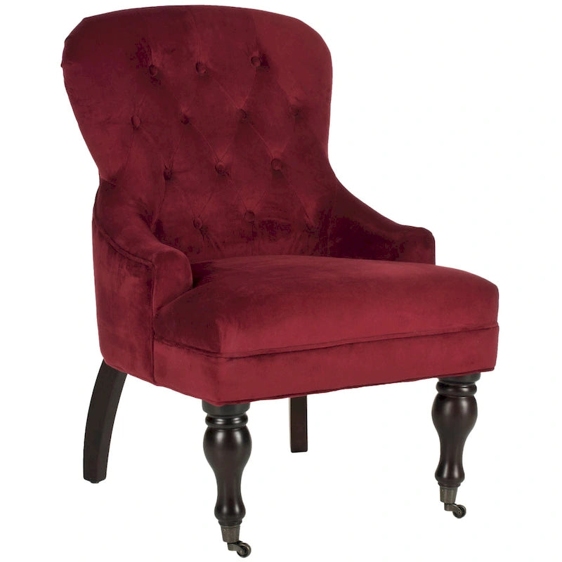 Petite Tufted Linen Armchair with Birch Legs