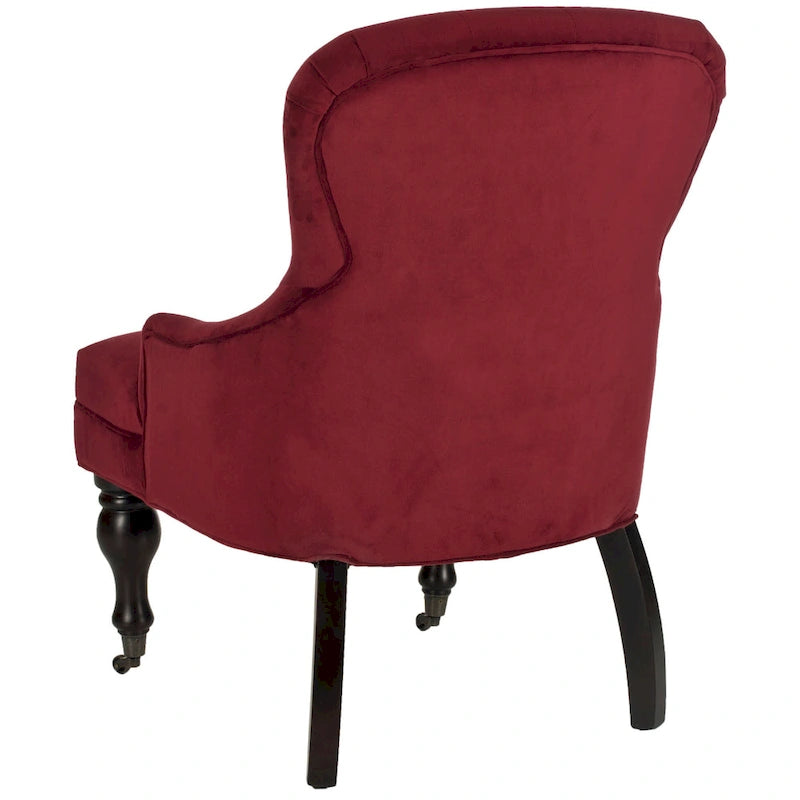 Petite Tufted Linen Armchair with Birch Legs