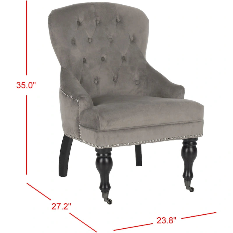 Petite Tufted Linen Armchair with Birch Legs