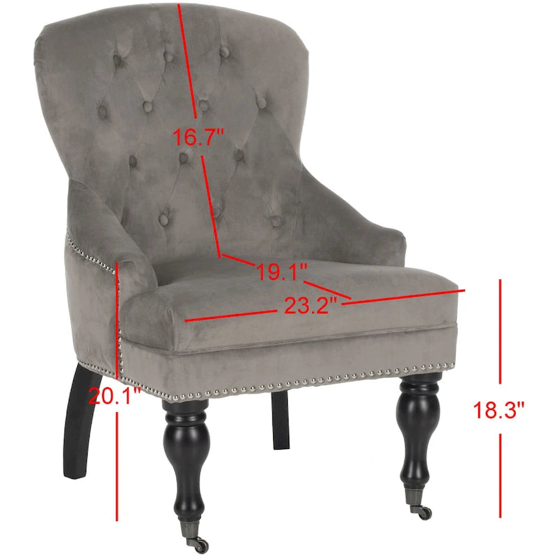 Petite Tufted Linen Armchair with Birch Legs