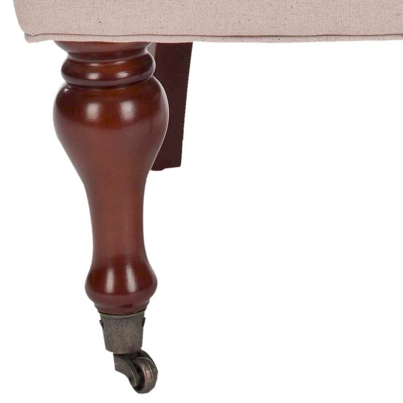 Petite Tufted Linen Armchair with Birch Legs