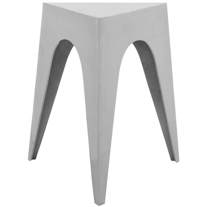 Triangular Silver Aluminum Side Table