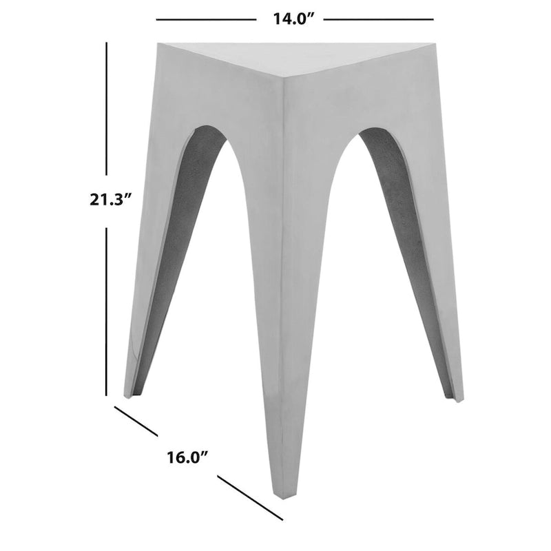 Triangular Silver Aluminum Side Table