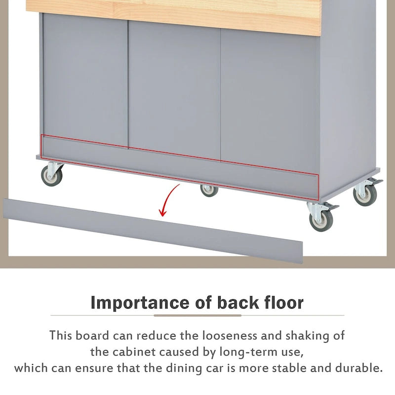 52.7-Inch Rolling Kitchen Island with Drop Leaf and Storage