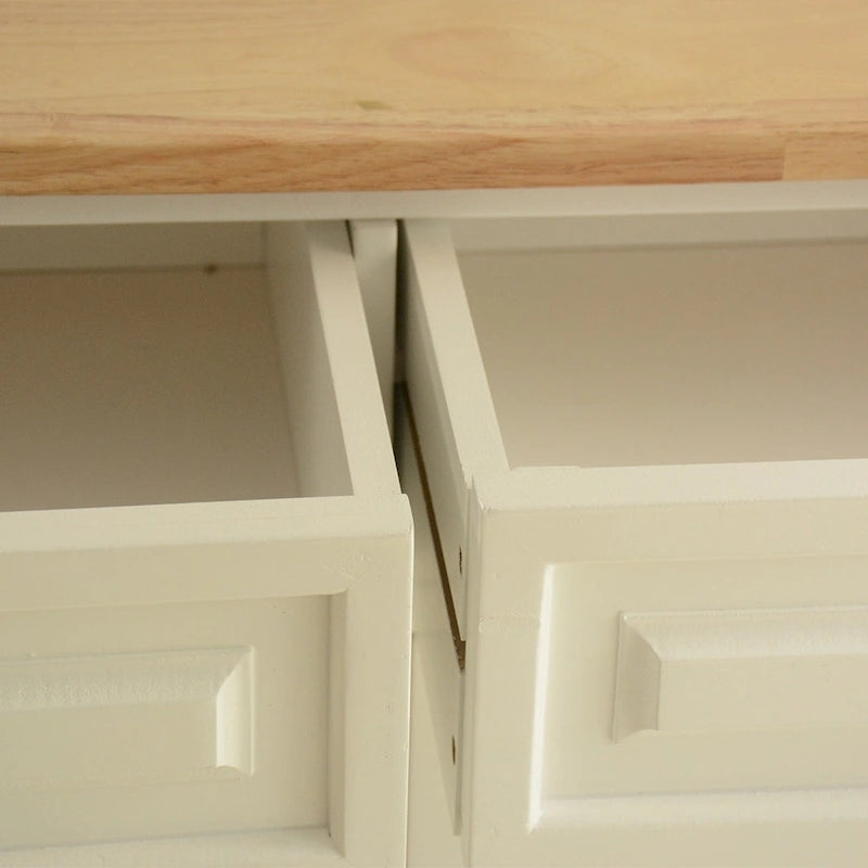 Rolling Kitchen Island Cart with Rubberwood Top and Adjustable Shelf