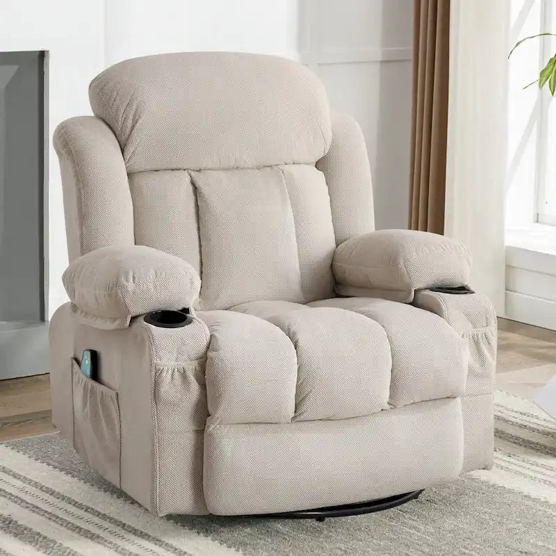 Manual Swivel Recliner Chair with Massage and Heat