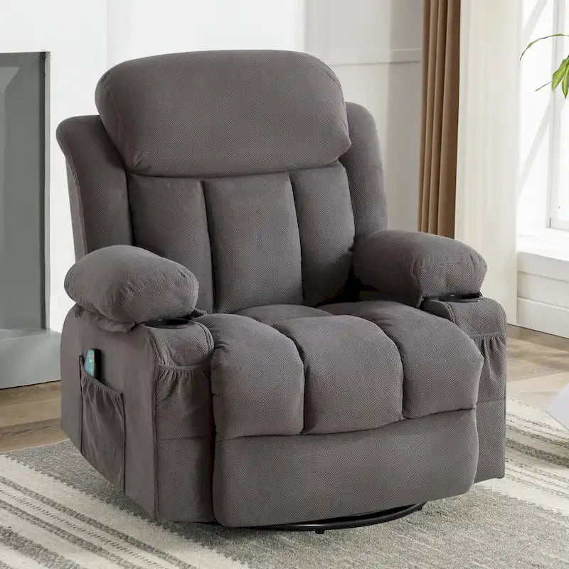 Manual Swivel Recliner Chair with Massage and Heat