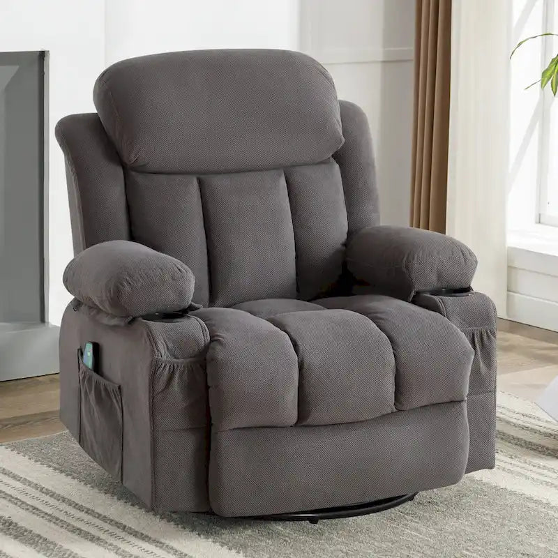 Manual Swivel Recliner Chair with Massage and Heat