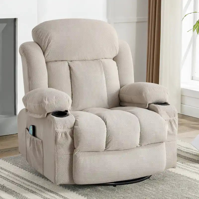 Manual Swivel Recliner Chair with Massage and Heat
