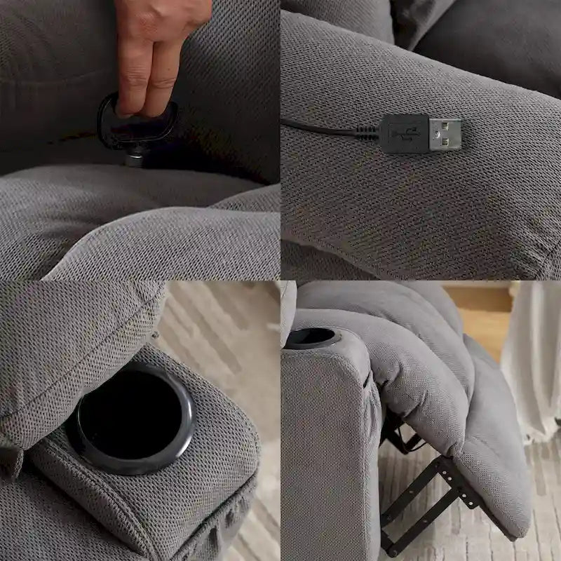 Manual Swivel Recliner Chair with Massage and Heat