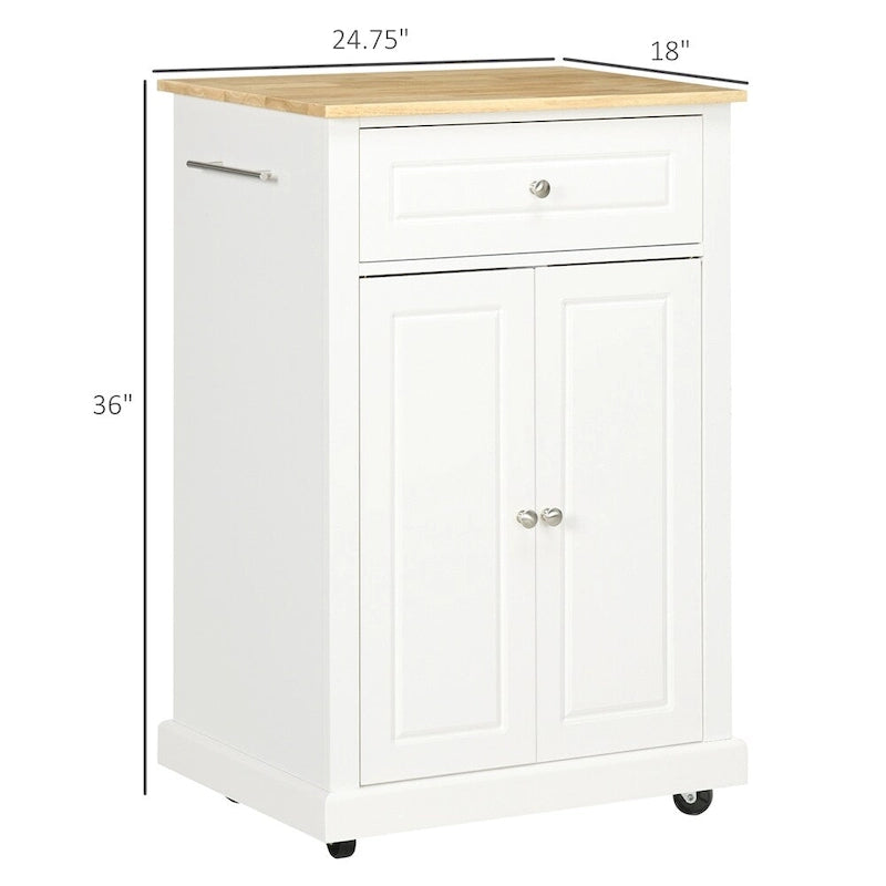 Rolling Kitchen Island Cart with Drawer and Adjustable Shelf