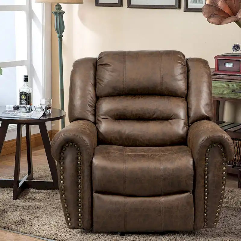 Oversized Faux Leather Power Lift Recliner with Massage and Heat