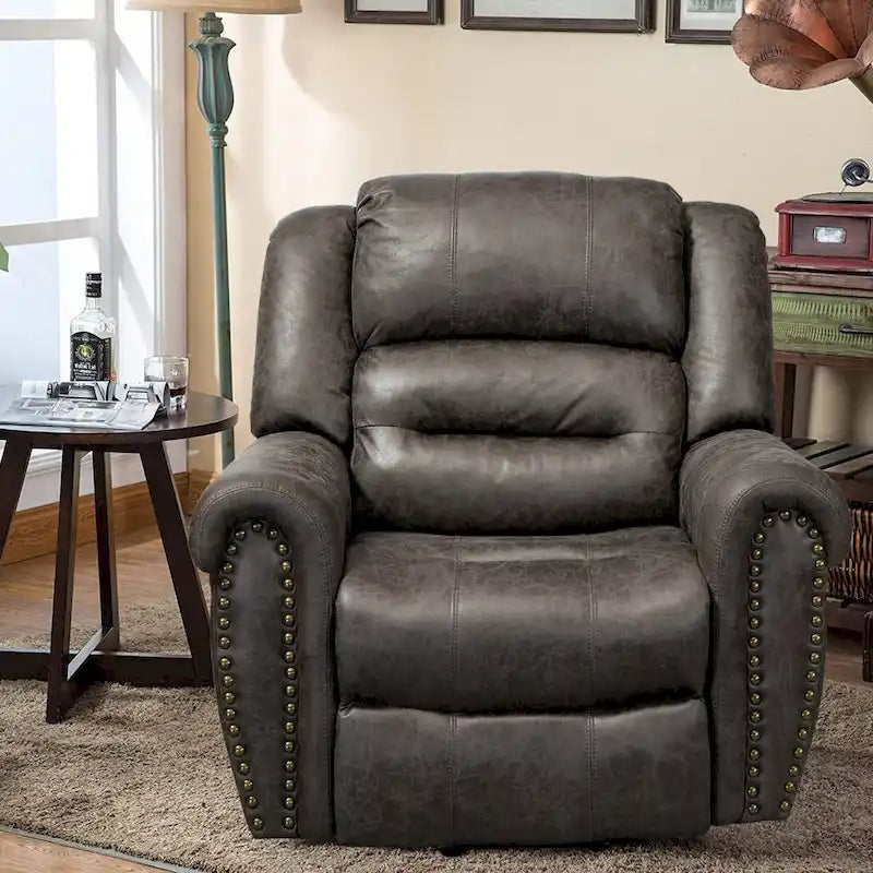 Oversized Faux Leather Power Lift Recliner with Massage and Heat
