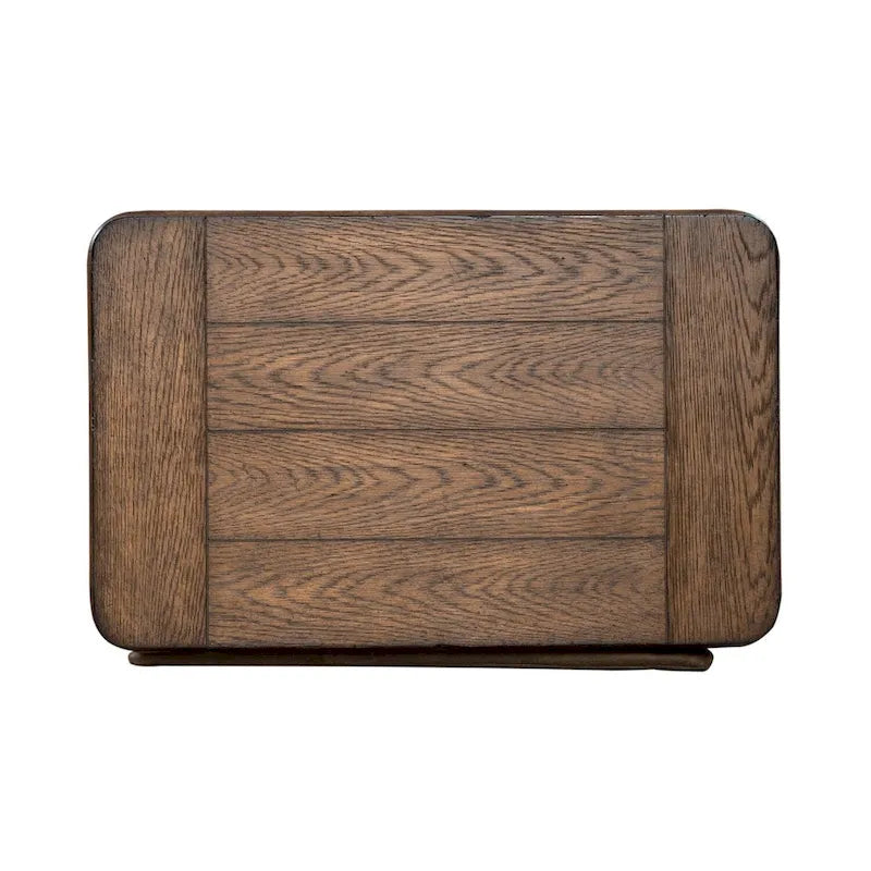 Medium Brown Wood Chairside Table with Open Shelf