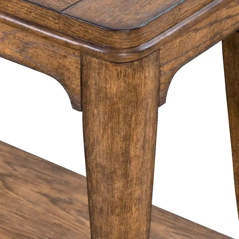 Medium Brown Wood Chairside Table with Open Shelf