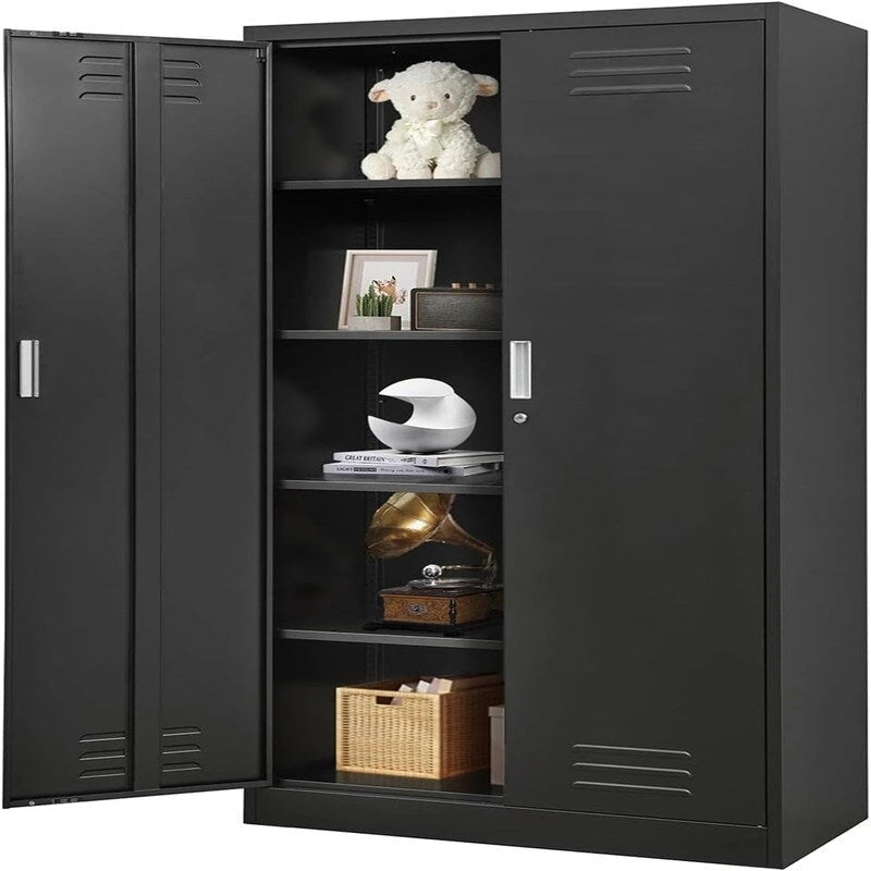 71-Inch Locking Metal Storage Cabinet with Adjustable Shelves