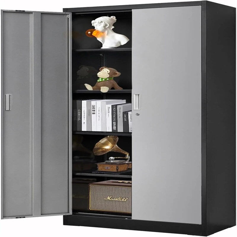 71-Inch Locking Metal Storage Cabinet with Adjustable Shelves