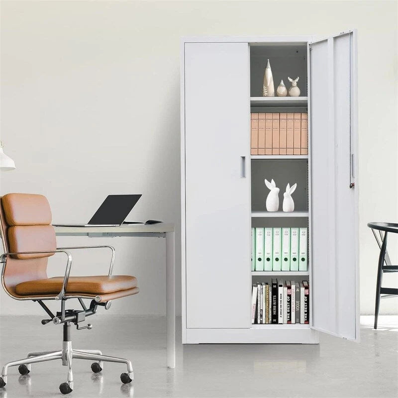 71-Inch Locking Metal Storage Cabinet with Adjustable Shelves