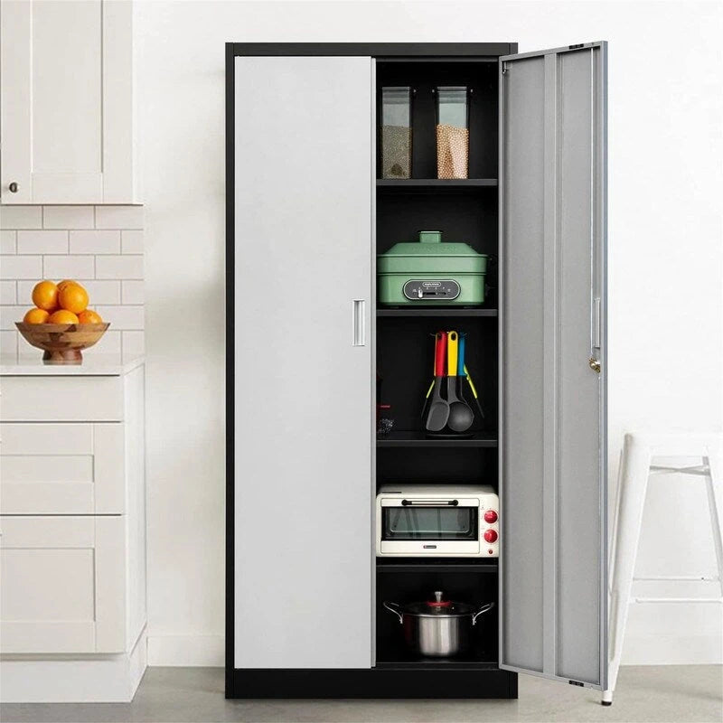 71-Inch Locking Metal Storage Cabinet with Adjustable Shelves
