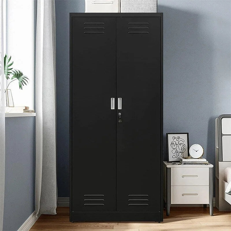 71-Inch Locking Metal Storage Cabinet with Adjustable Shelves