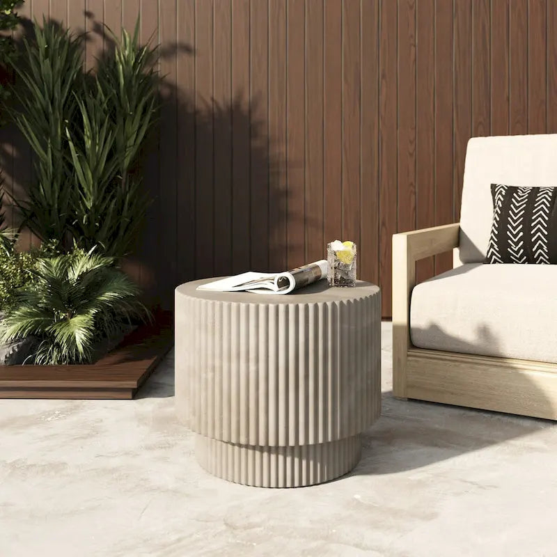 Modern Grey Concrete Round End Table