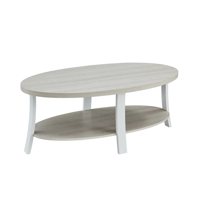 Contemporary Oval Coffee Table with Storage Shelf