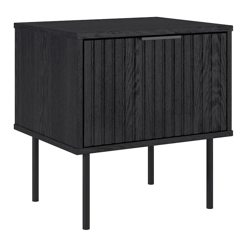 Black Fluted Side Table with Drawer