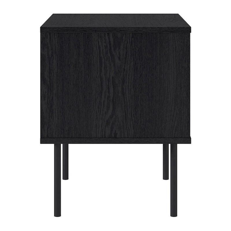 Black Fluted Side Table with Drawer