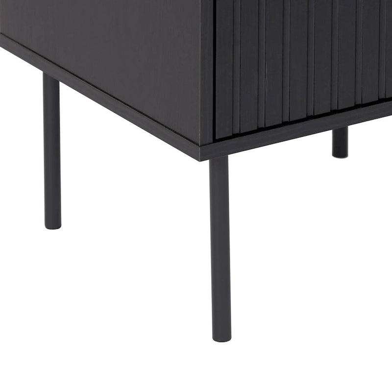Black Fluted Side Table with Drawer
