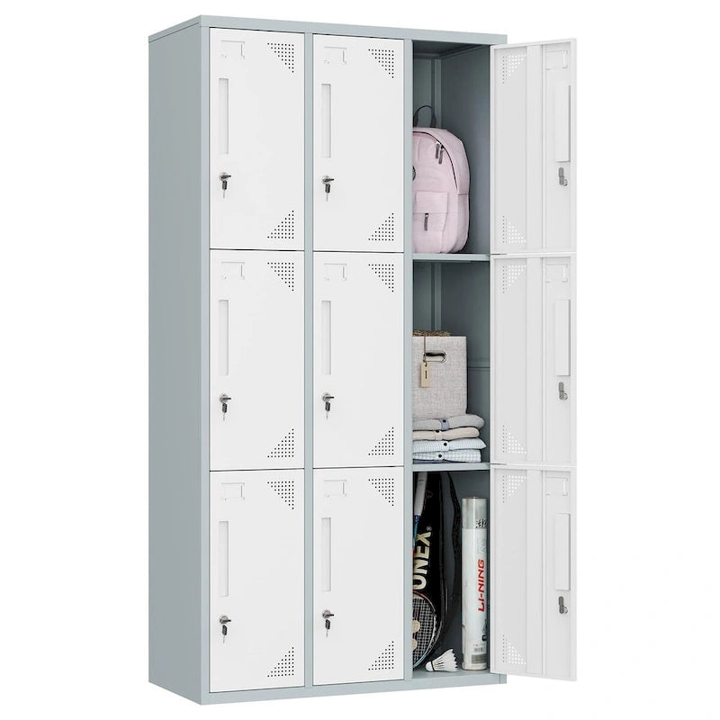 9-Door Steel Storage Locker, 3-Tier and 3-Wide