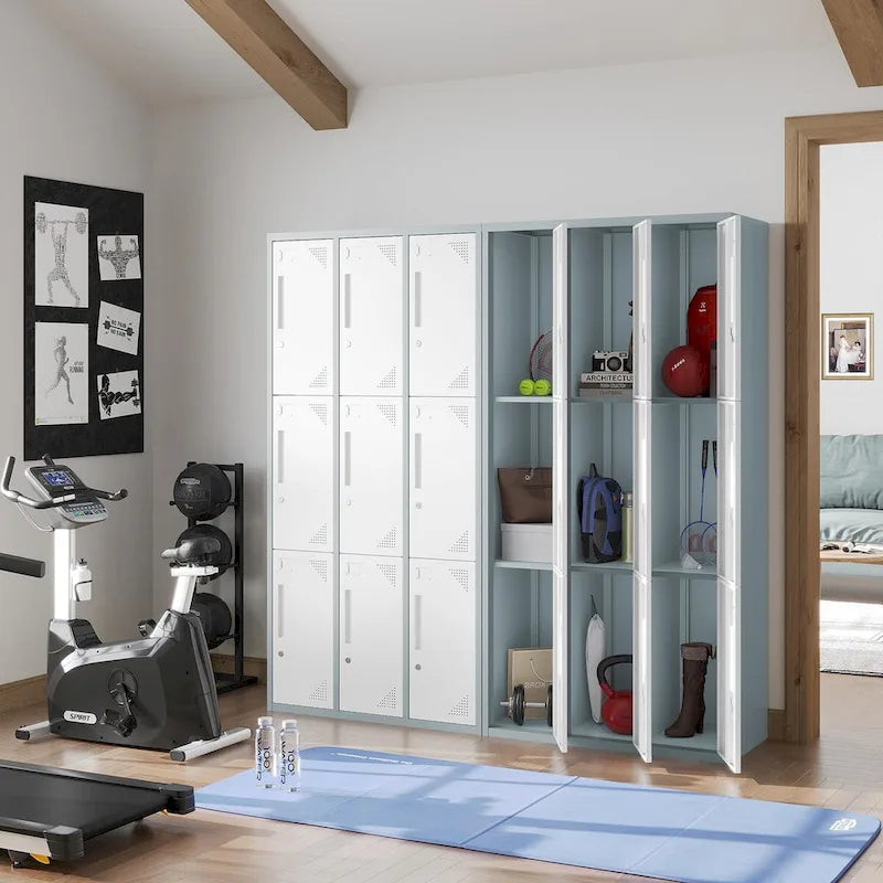 9-Door Steel Storage Locker, 3-Tier and 3-Wide
