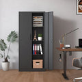 Black Steel Garage Storage Cabinet with Locking Doors and 3 Adjustable Shelves