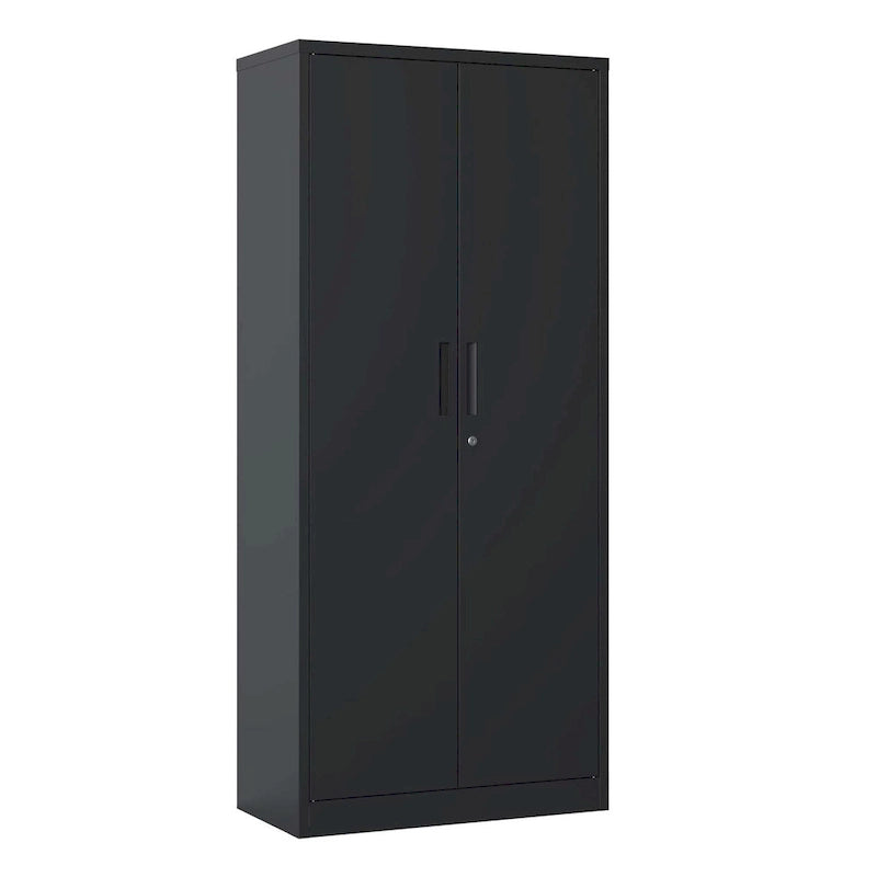 Black Steel Garage Storage Cabinet with Locking Doors and 3 Adjustable Shelves