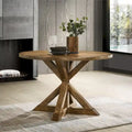 Brown Dining Table with Cross-Buck Base