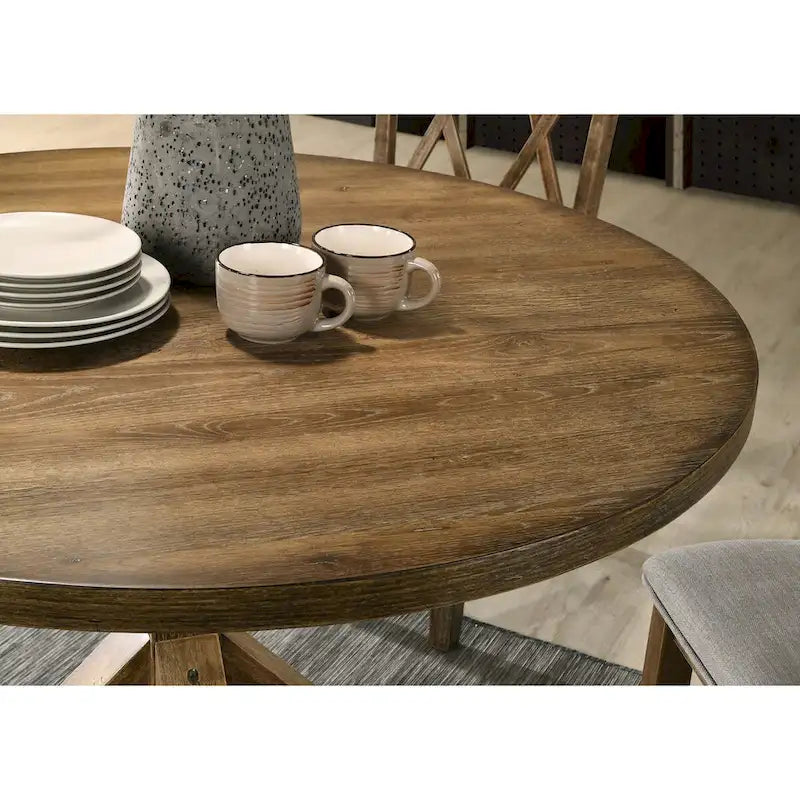 Brown Dining Table with Cross-Buck Base