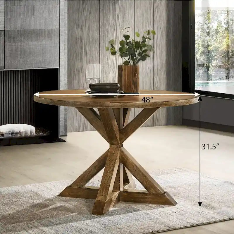 Brown Dining Table with Cross-Buck Base