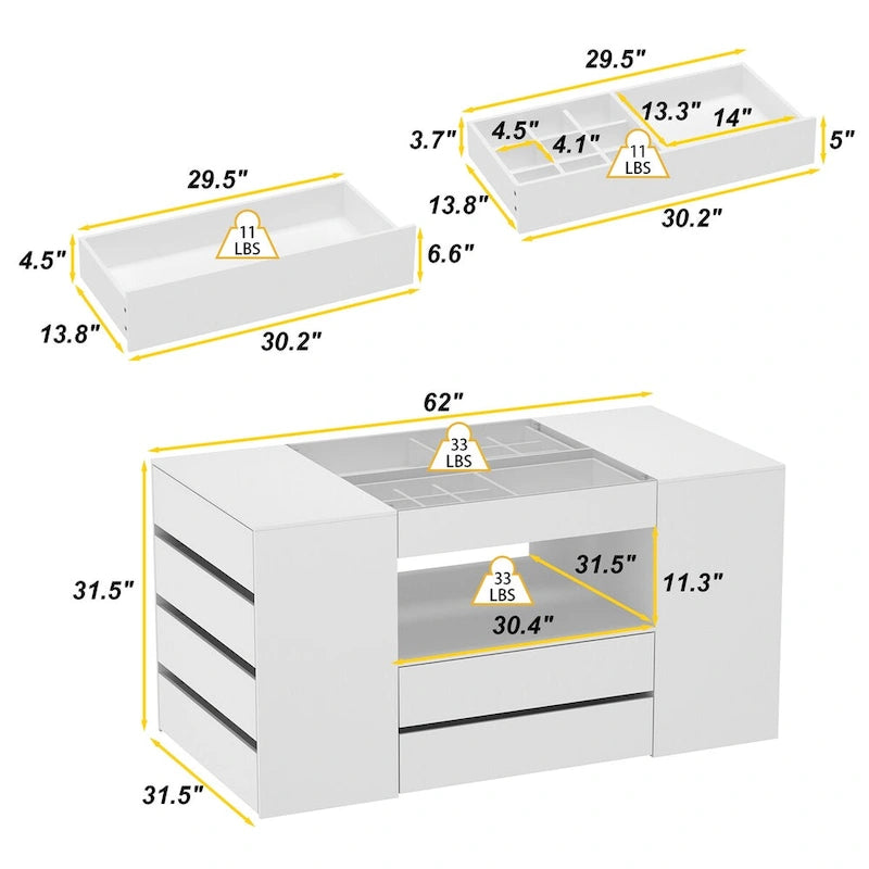 Storage Island with Drawer for Walk-In Closet and Dressing Room Dresser