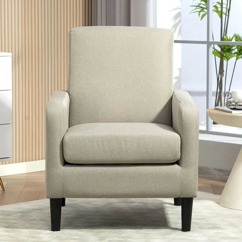 Minimalist Upholstered Armchair with Solid Wood Frame