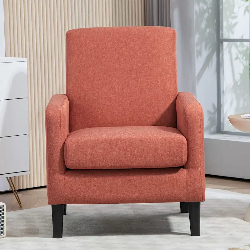 Minimalist Upholstered Armchair with Solid Wood Frame