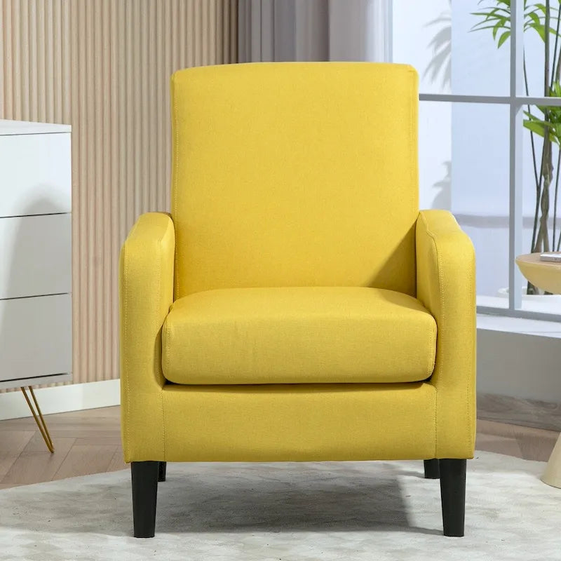 Minimalist Upholstered Armchair with Solid Wood Frame