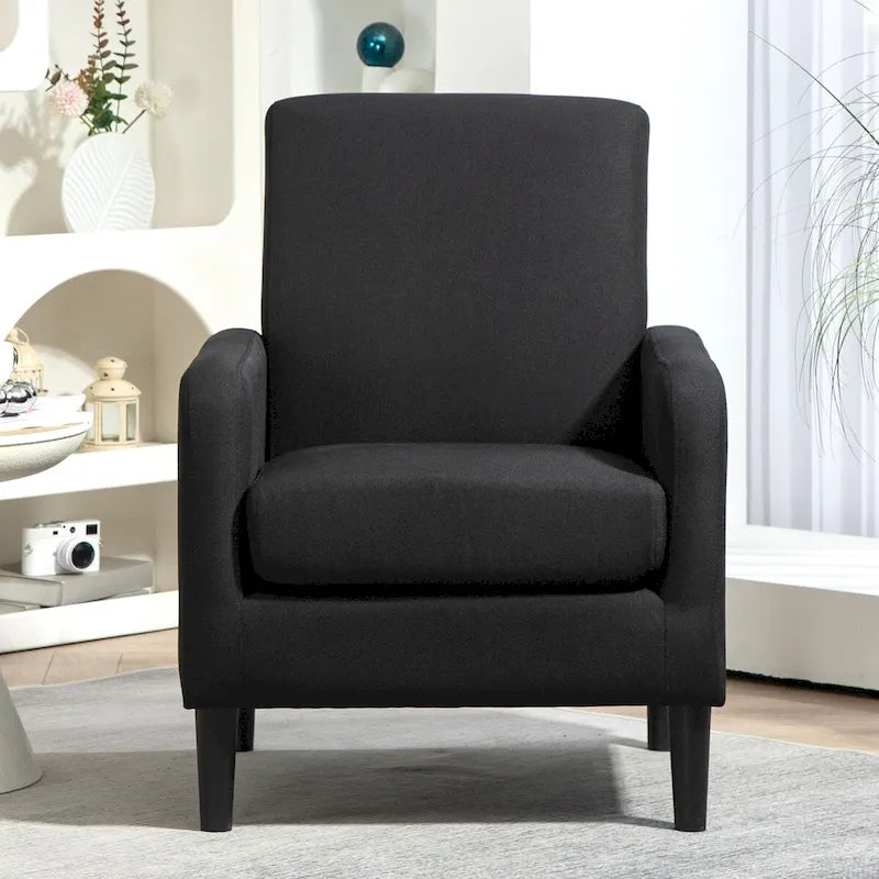 Minimalist Upholstered Armchair with Solid Wood Frame