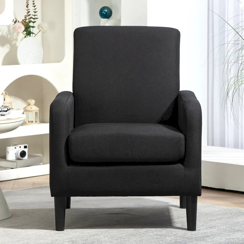 Minimalist Upholstered Armchair with Solid Wood Frame