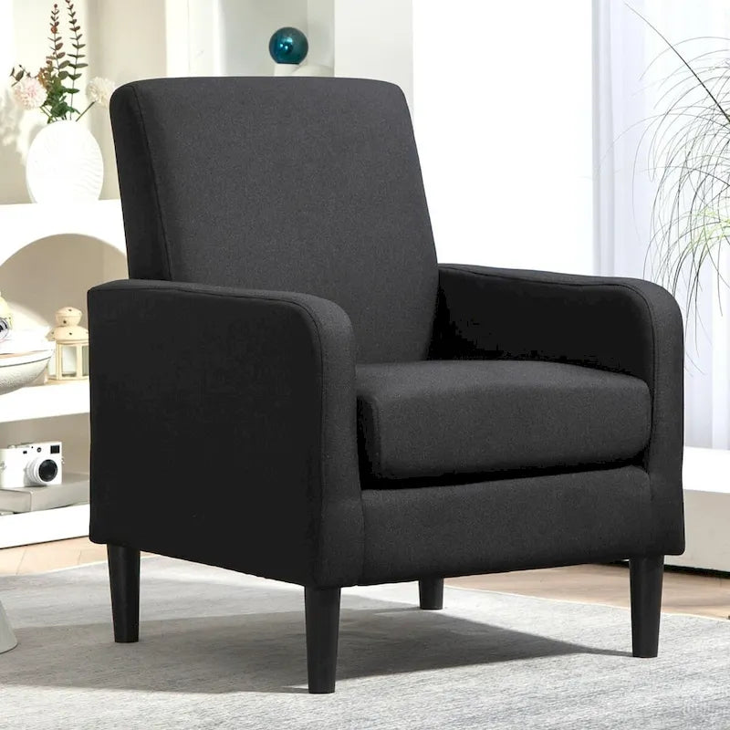 Minimalist Upholstered Armchair with Solid Wood Frame