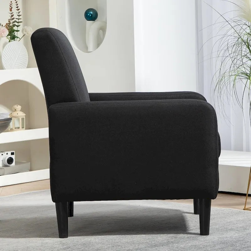 Minimalist Upholstered Armchair with Solid Wood Frame