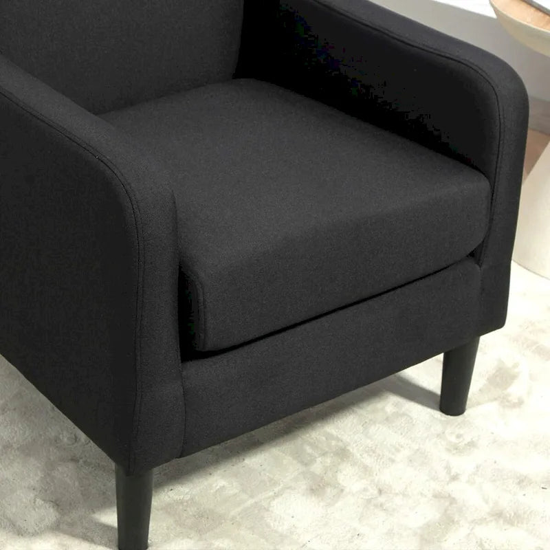 Minimalist Upholstered Armchair with Solid Wood Frame