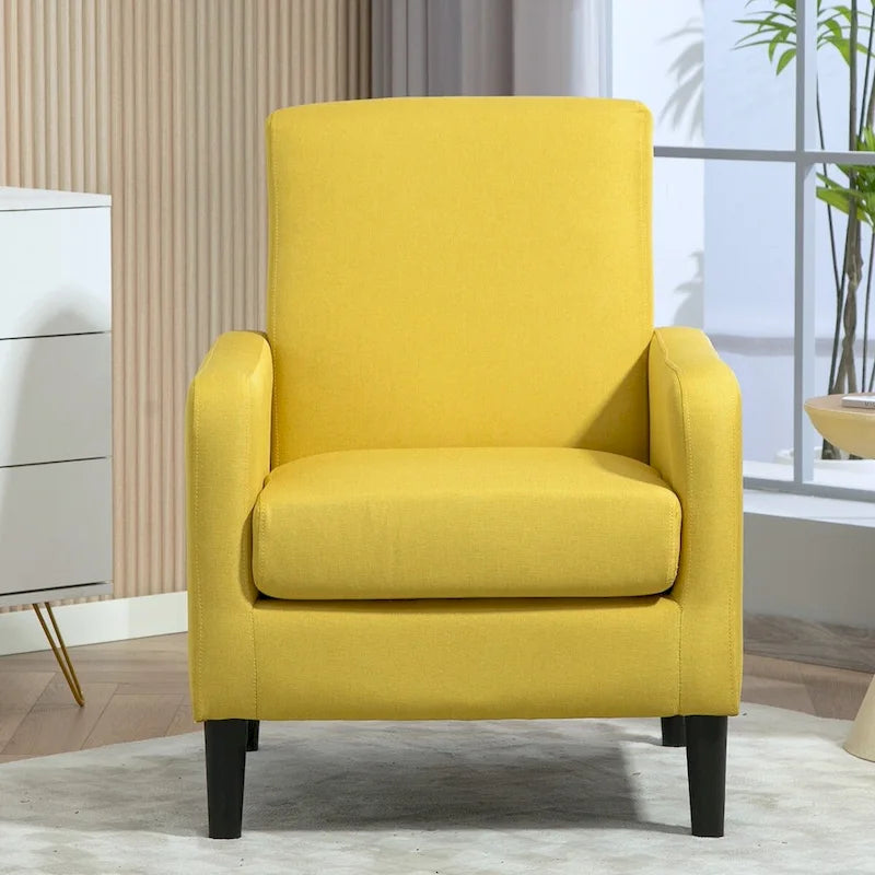 Minimalist Upholstered Armchair with Solid Wood Frame