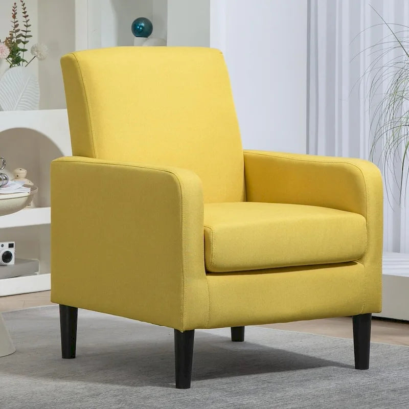 Minimalist Upholstered Armchair with Solid Wood Frame