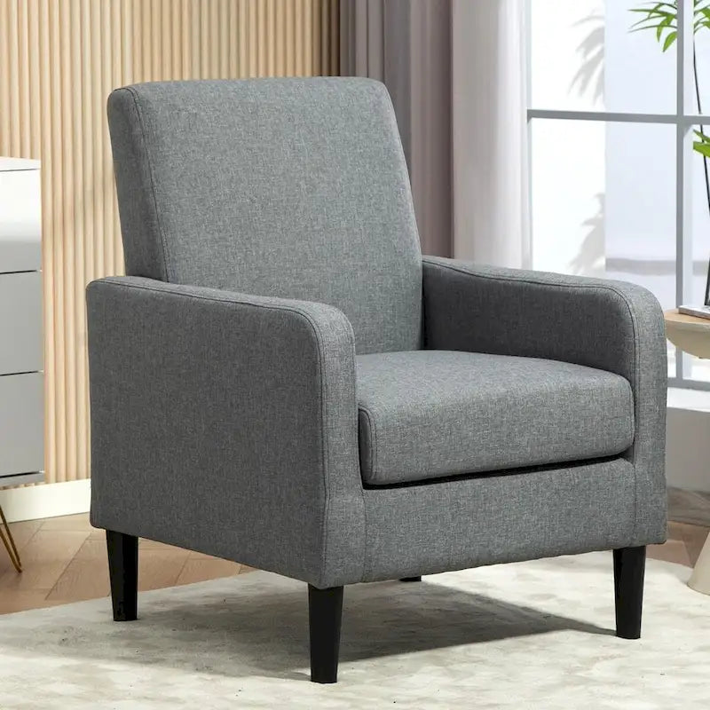 Minimalist Upholstered Armchair with Solid Wood Frame